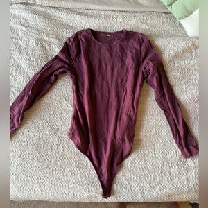 Abercrombie & Fitch Burgundy Long Sleeve Cotton Bodysuit